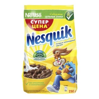 Nestle Nesquik  Шоколадные шарики  готовый завтрак картон, 250 гр thumbnail