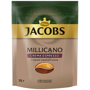 Кофе молотый в растворимом Jacobs Millicano Crema Espresso, 75 г thumbnail